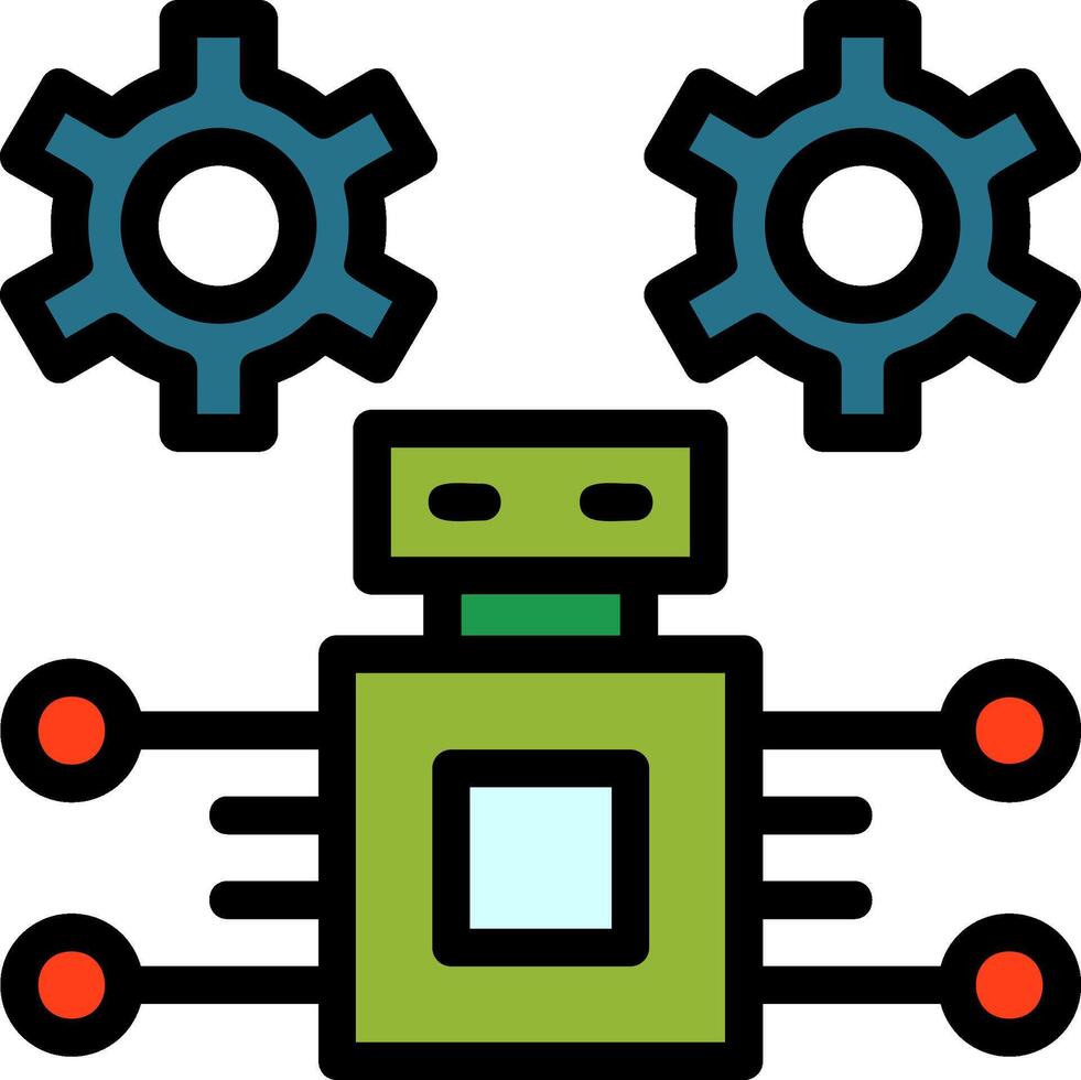 Robotic Process Automation Line Filled Icon vector