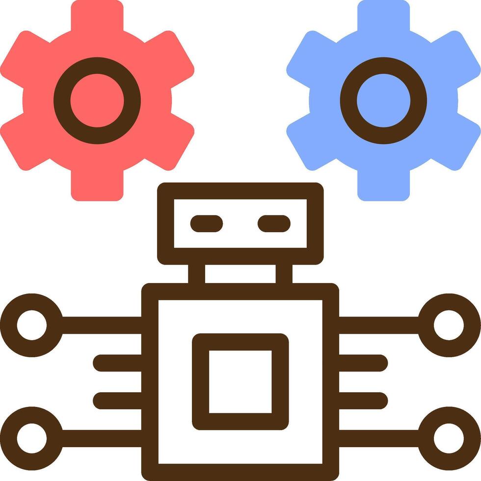Robotic Process Automation Color Filled Icon vector