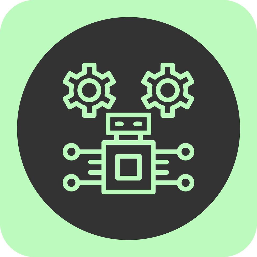 Robotic Process Automation Linear Round Icon vector