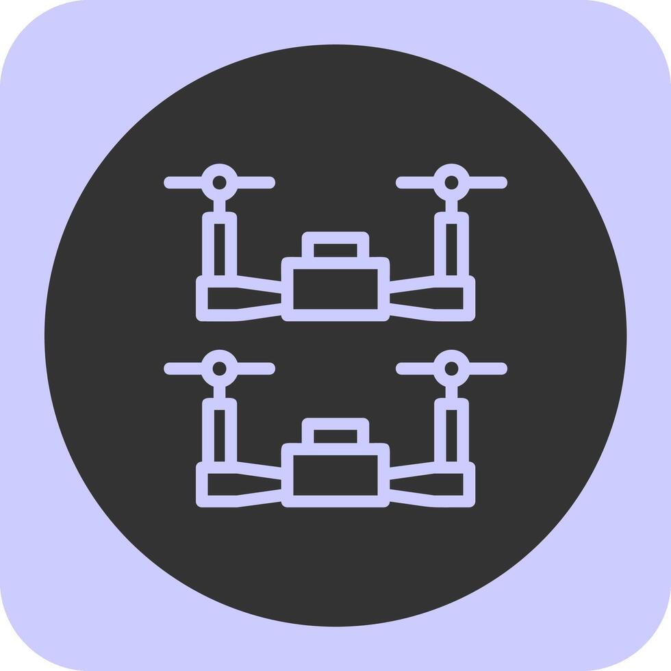 Swarm Drones Linear Round Icon vector