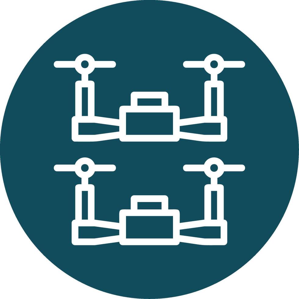 Swarm Drones Outline Circle Icon vector