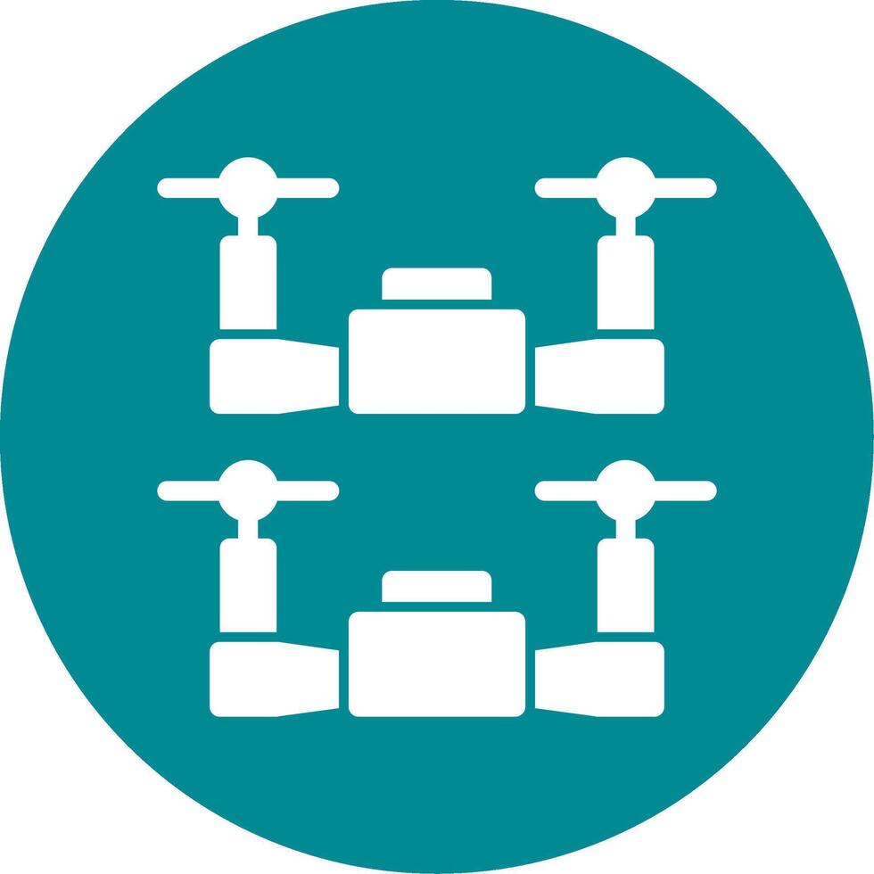 Swarm Drones Glyph Circle Icon vector