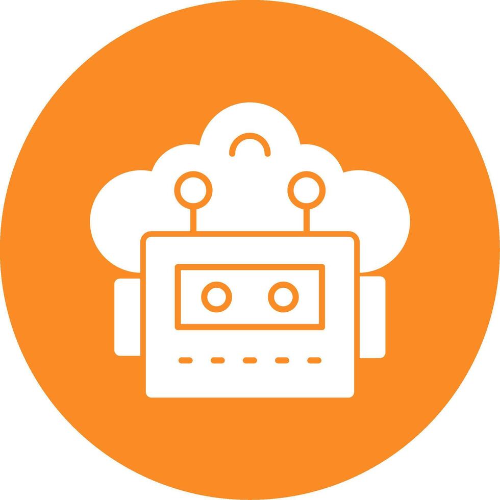 Cloud Robotics Line Circle Icon vector