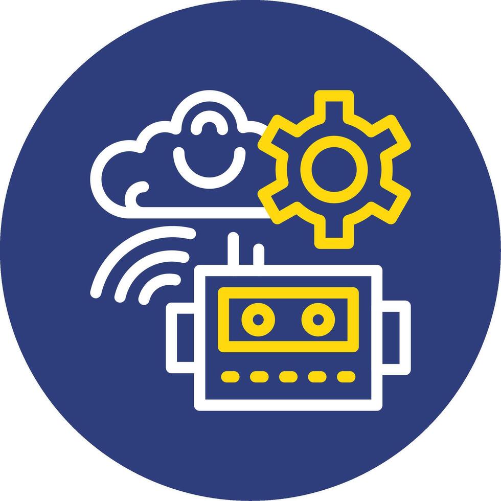 Cognitive Robotics Dual Line Circle Icon vector