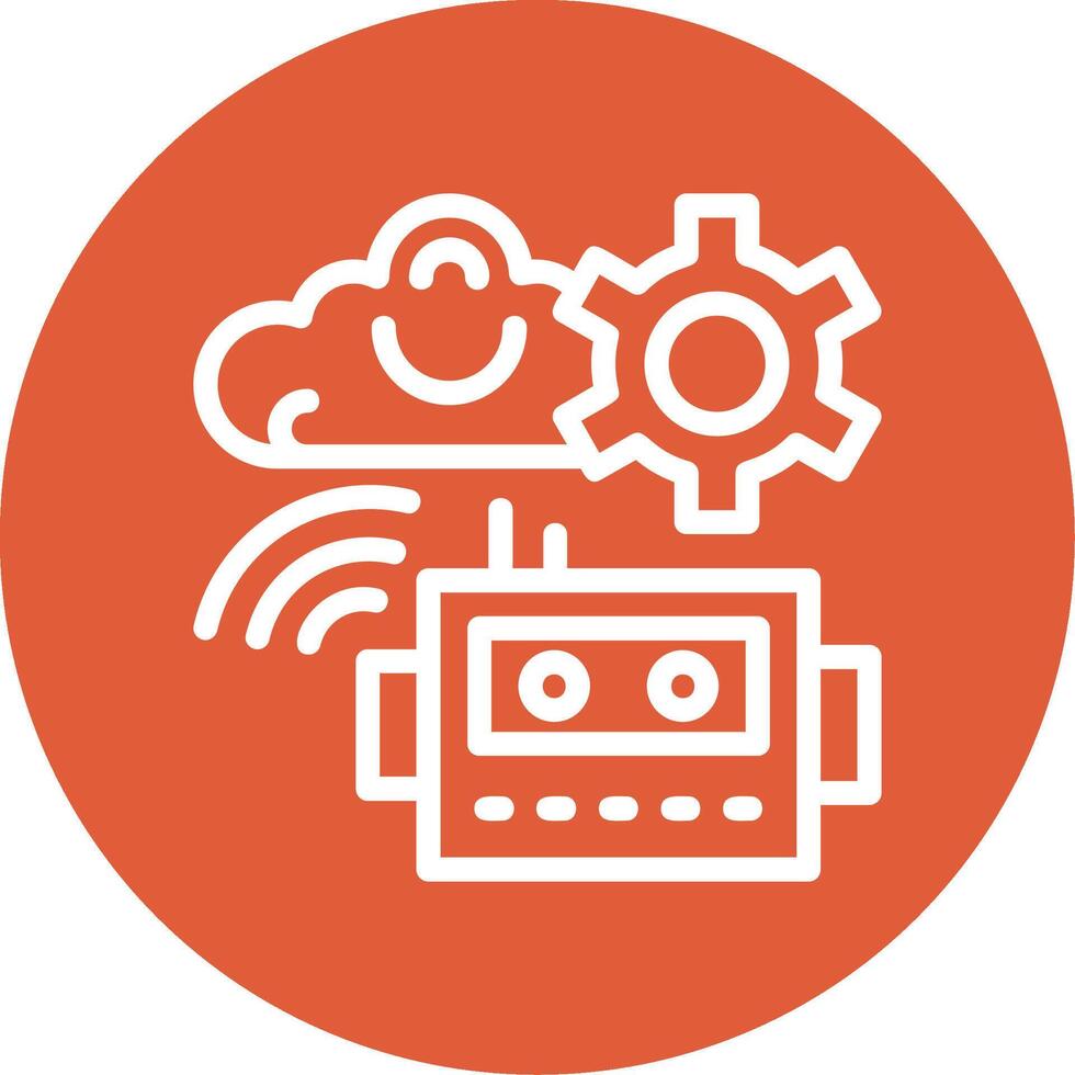 Cognitive Robotics Outline Circle Icon vector