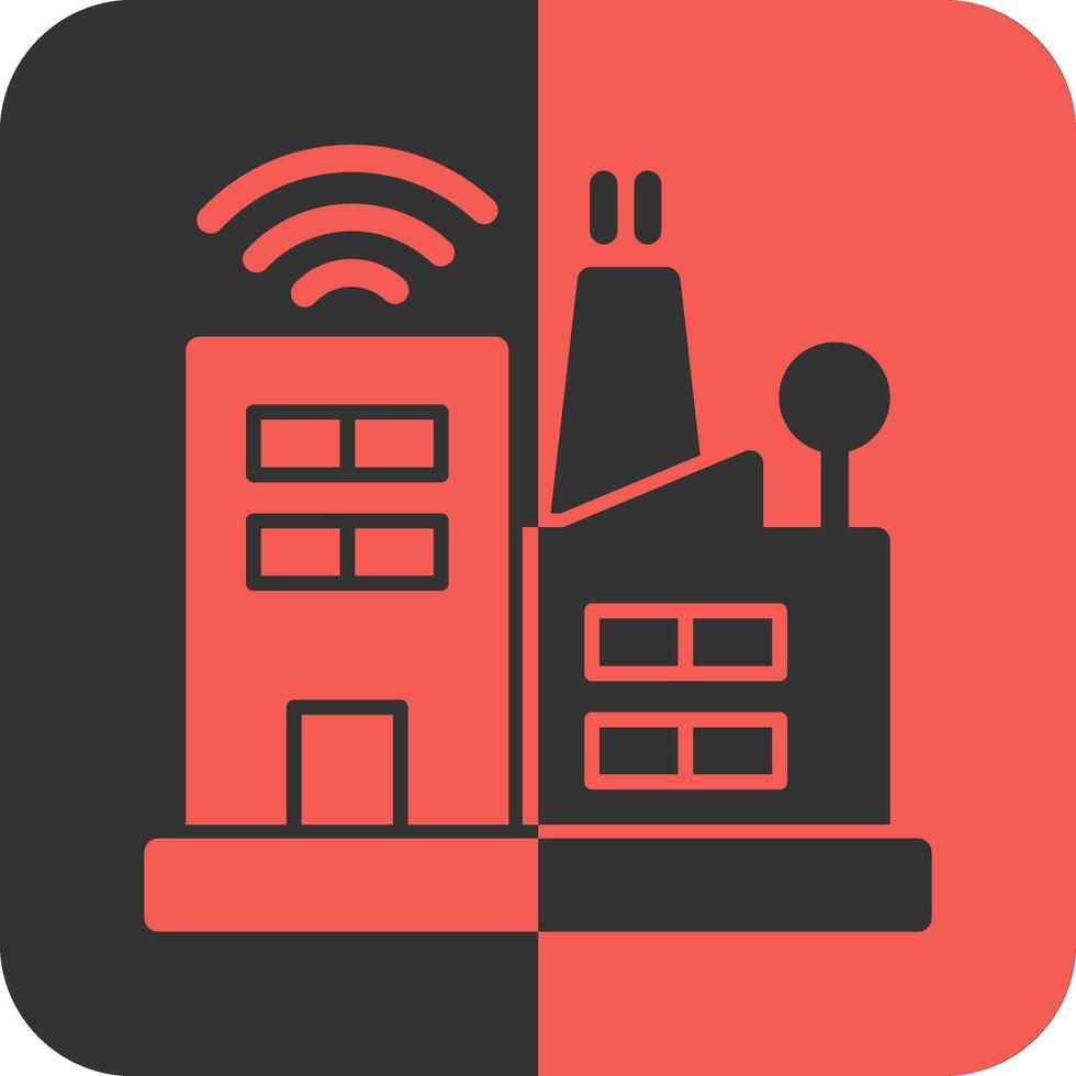 Smart Factory Red Inverse Icon vector