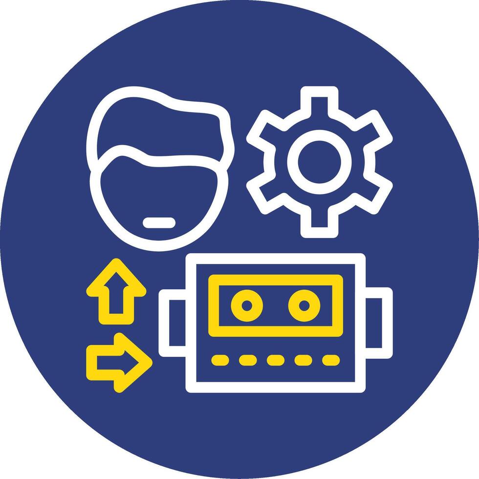 Human-Robot Interaction Dual Line Circle Icon vector