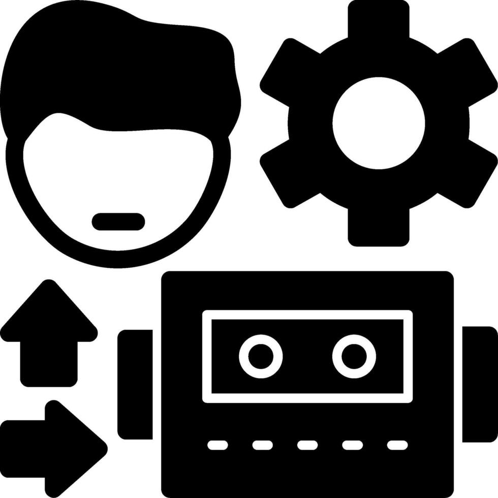 Human-Robot Interaction Glyph Icon vector