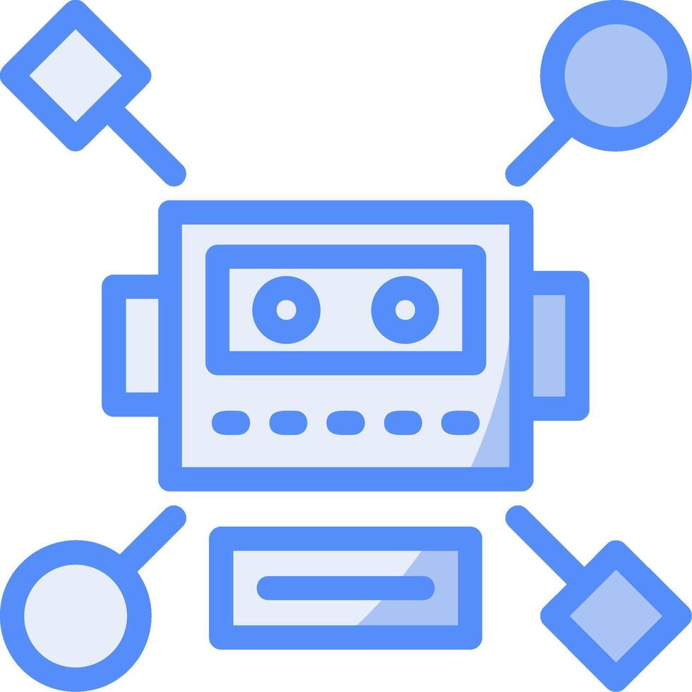 ambiente inteligencia línea lleno azul icono vector