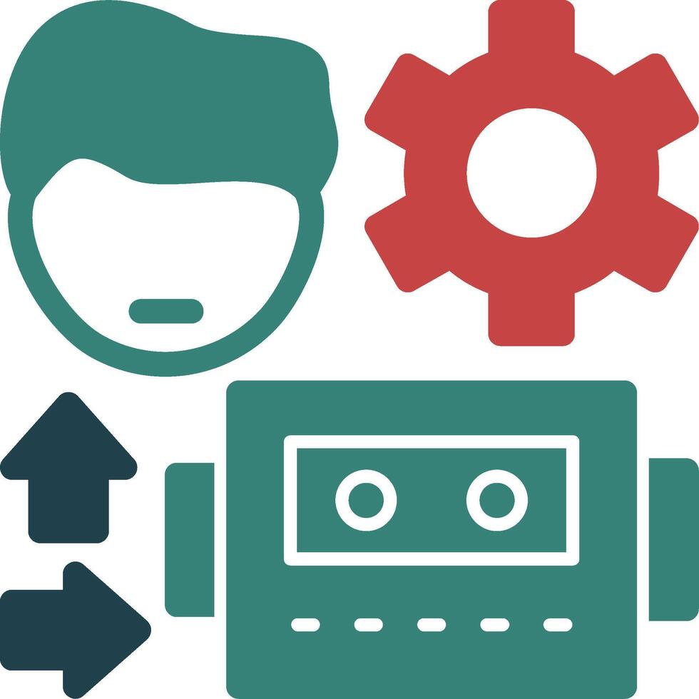 Human-Robot Interaction Line Circle Icon vector