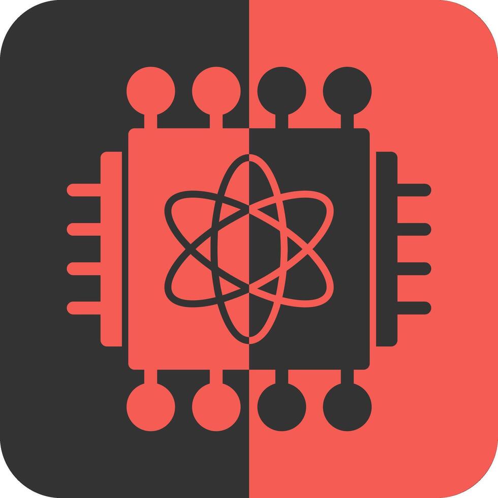 Quantum Processor Red Inverse Icon vector