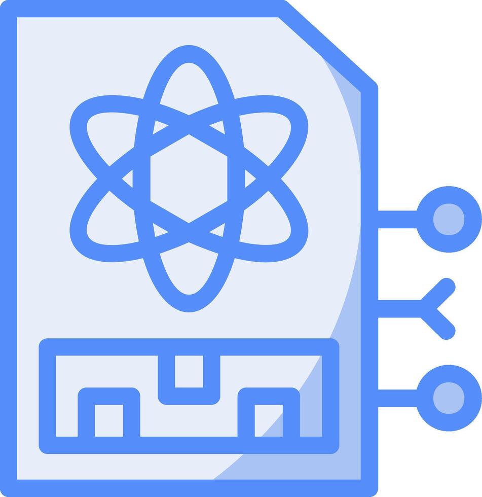 Quantum Memory Line Filled Blue Icon vector