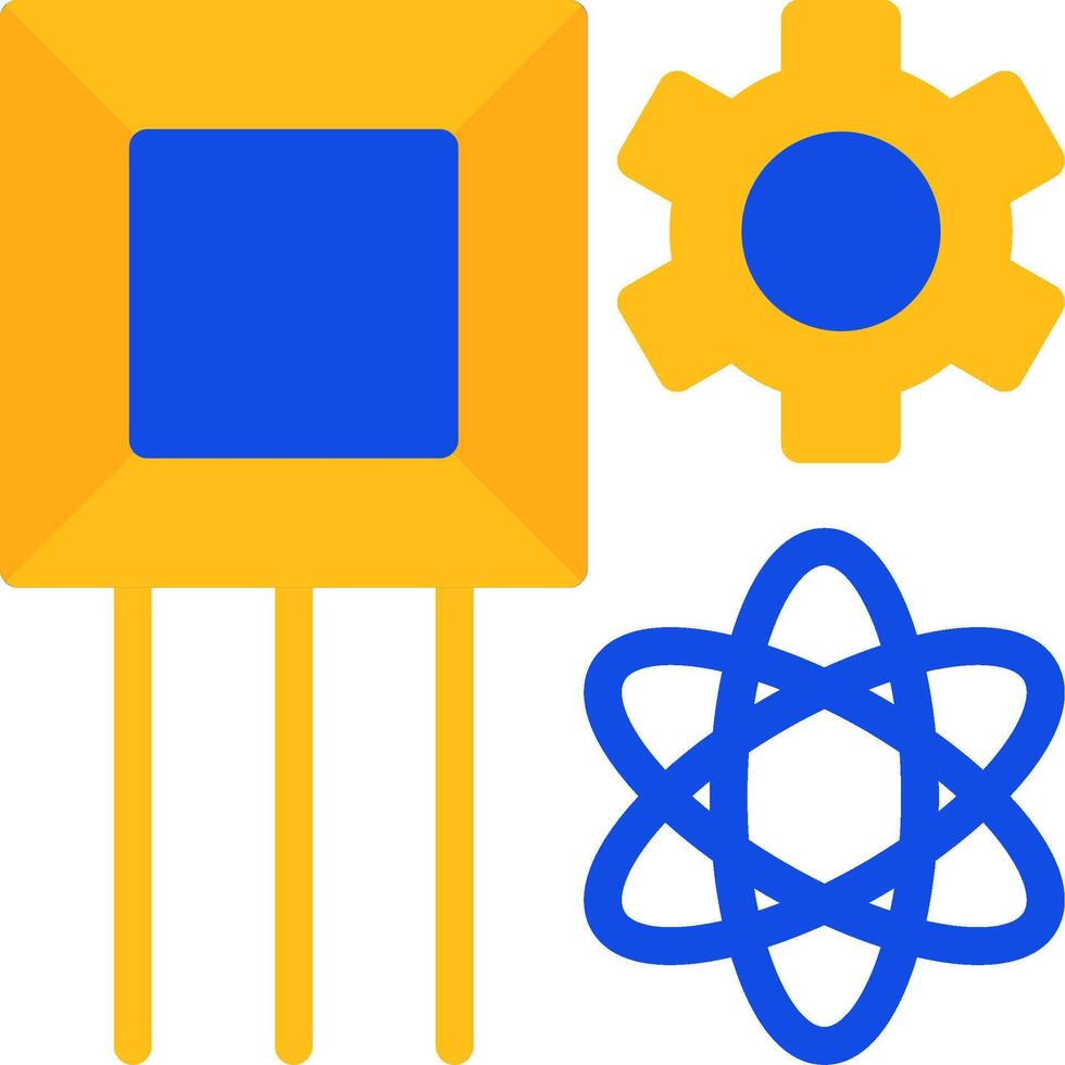 Quantum Simulator Flat Two Color Icon vector