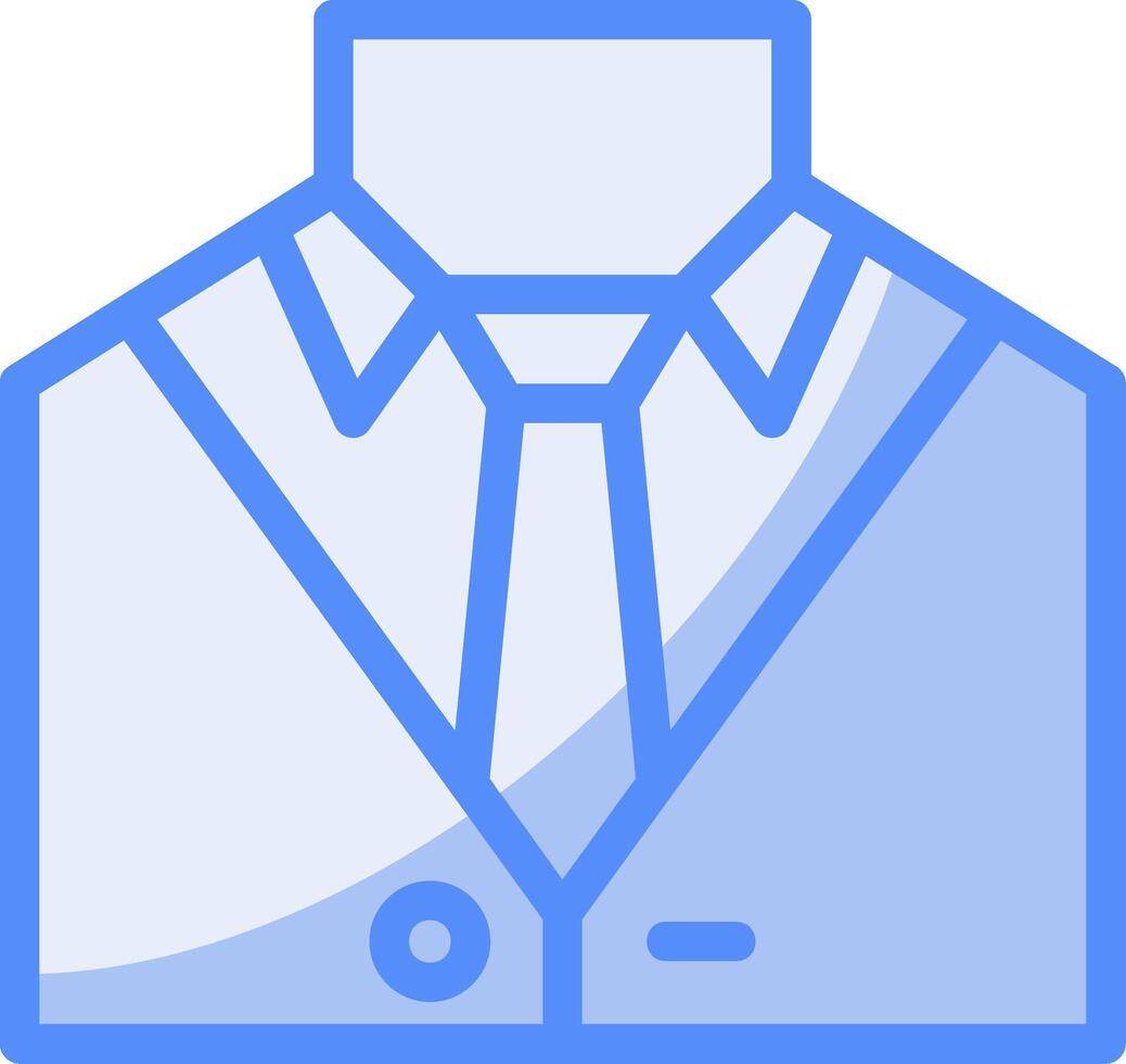 Suit and tie representing professional attire Line Filled Blue Icon vector