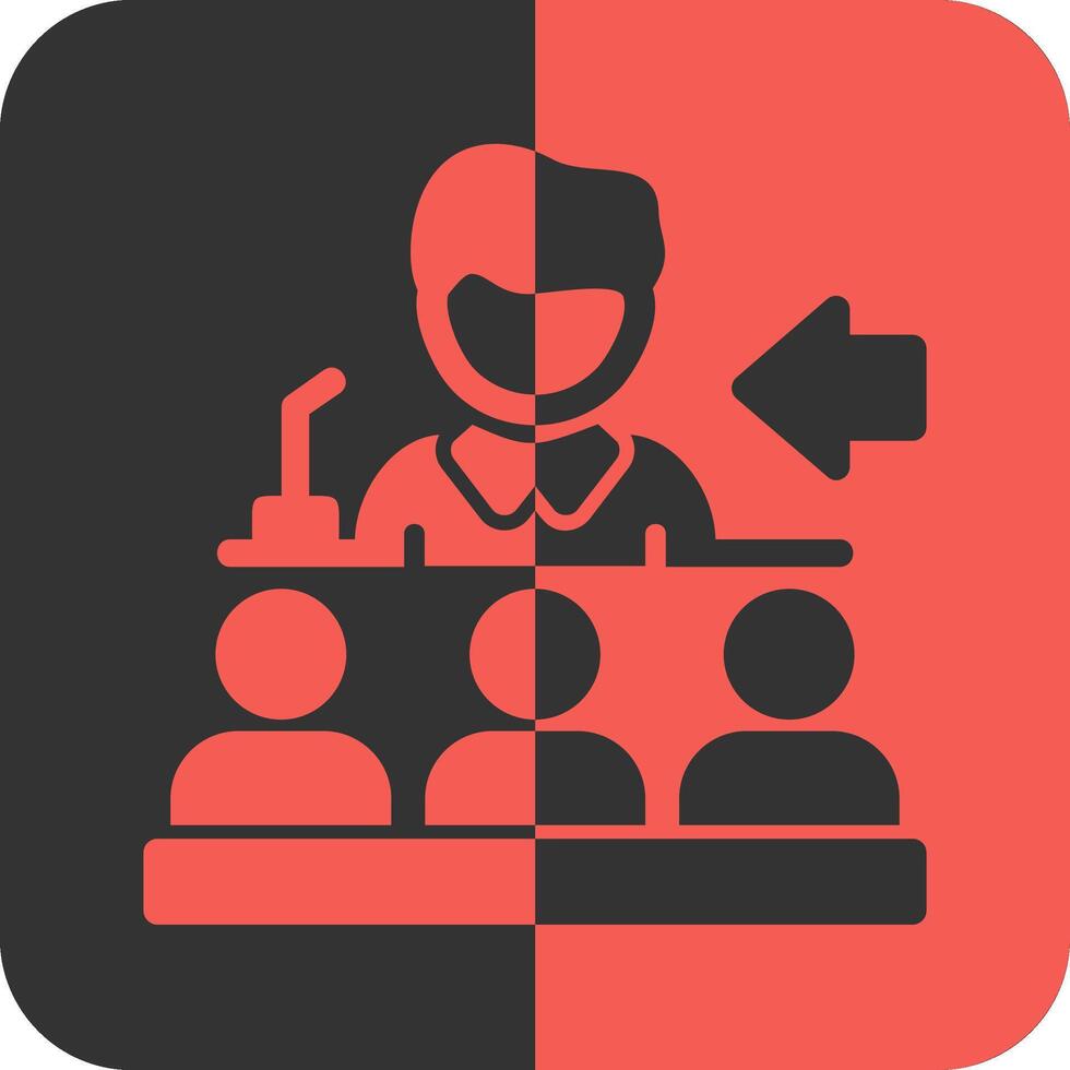 Speaker giving a speech Red Inverse Icon vector