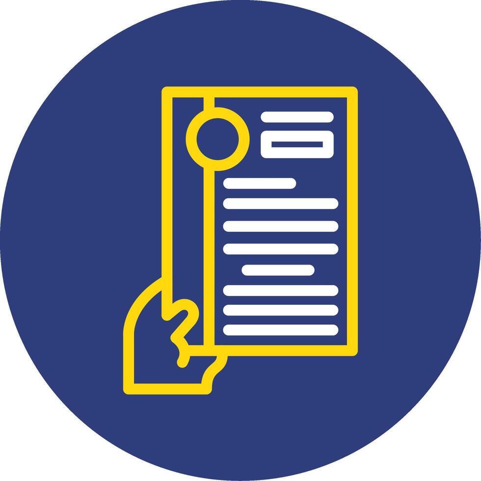 Hand with resume Dual Line Circle Icon vector