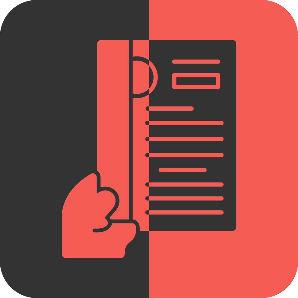 Hand with resume Red Inverse Icon vector