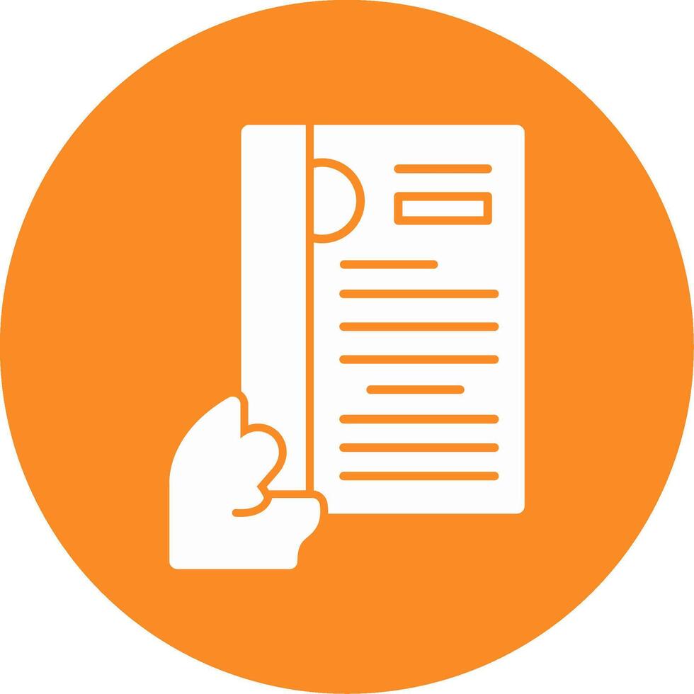 Hand with resume Glyph Circle Icon vector