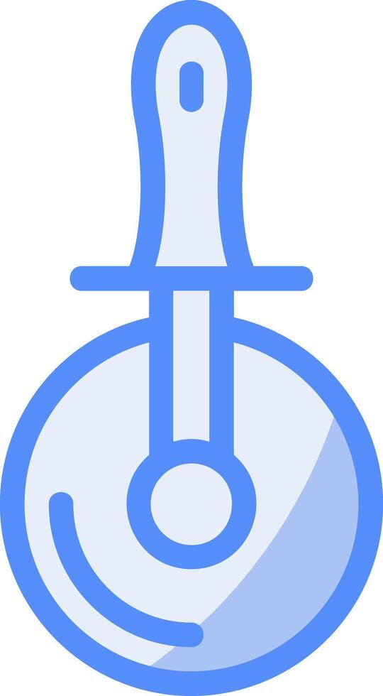 Pizza Cutter Line Filled Blue Icon vector