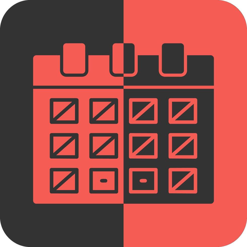 calendario con evento fecha rojo inverso icono vector