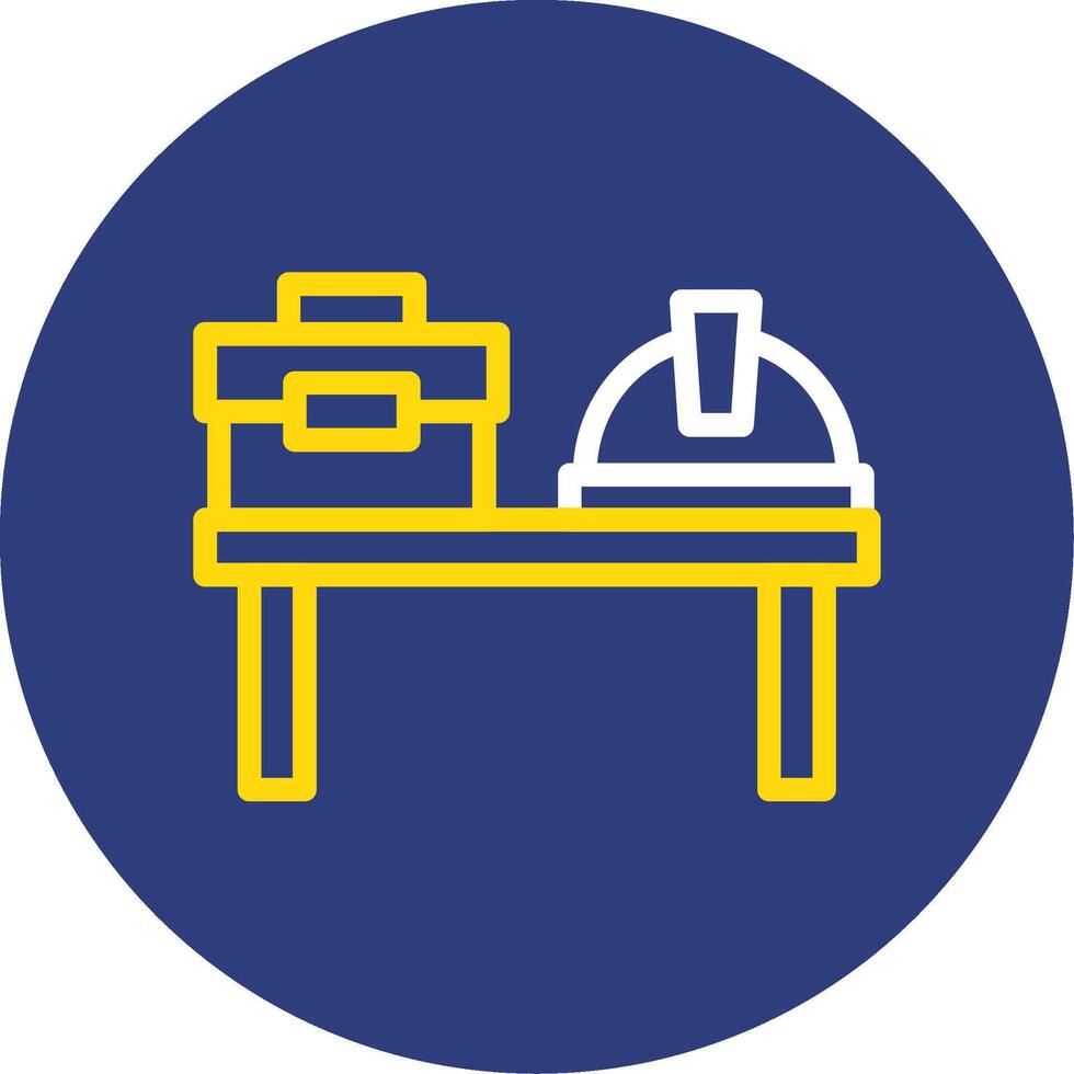 Desk Dual Line Circle Icon vector