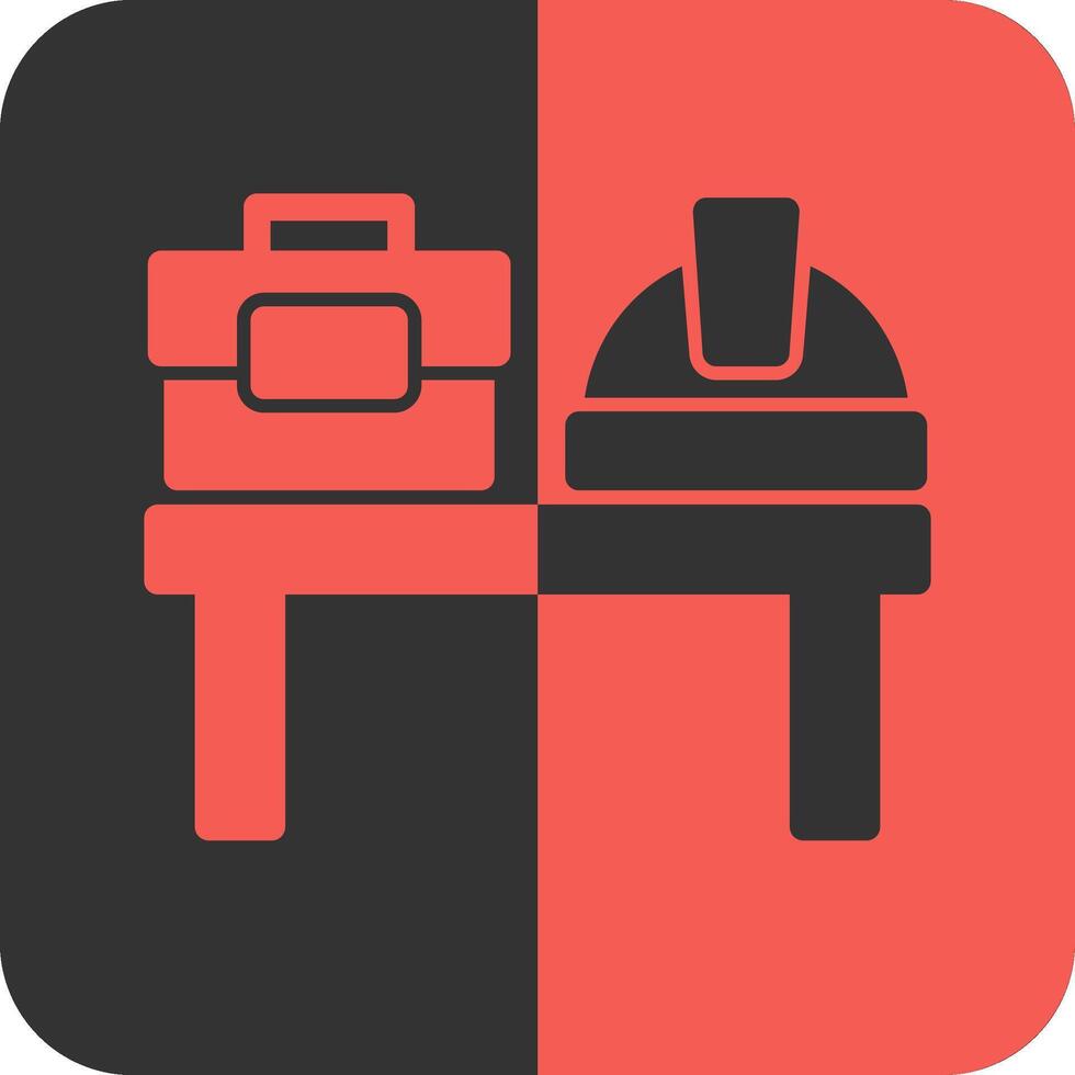 Desk Red Inverse Icon vector