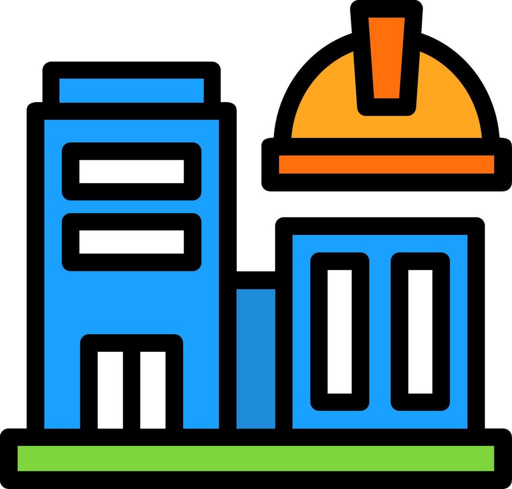 Office Building Line Filled Icon vector