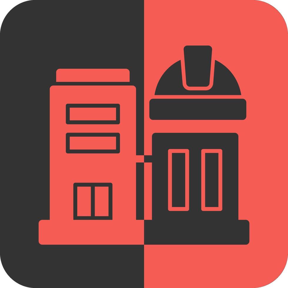 Office Building Red Inverse Icon vector