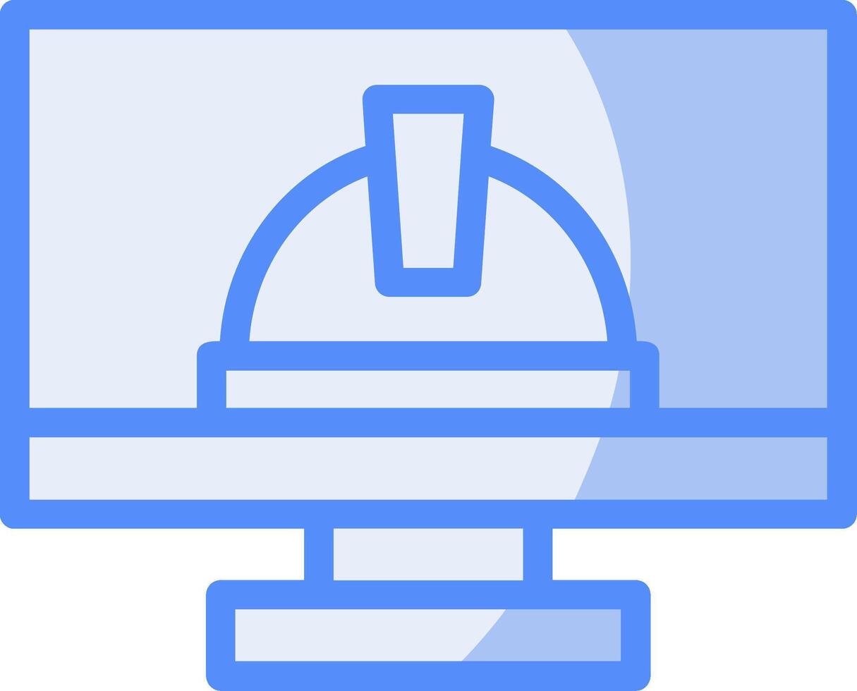 monitor línea lleno azul icono vector
