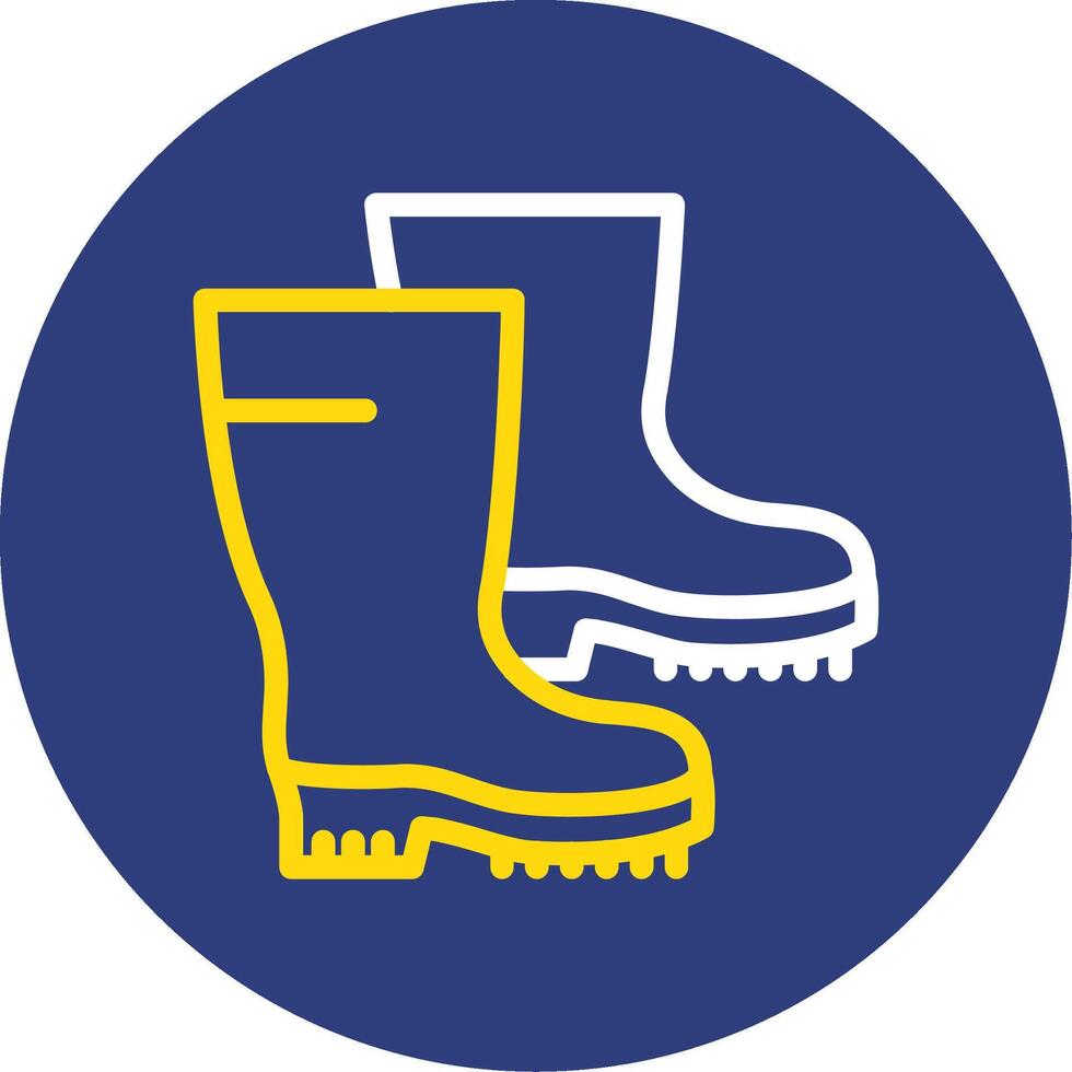 Work Boots Dual Line Circle Icon vector