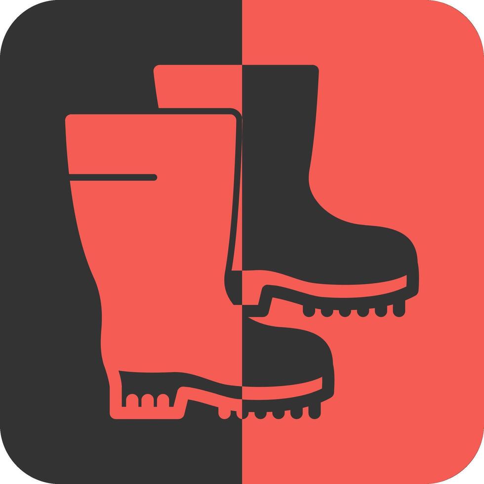 Work Boots Red Inverse Icon vector