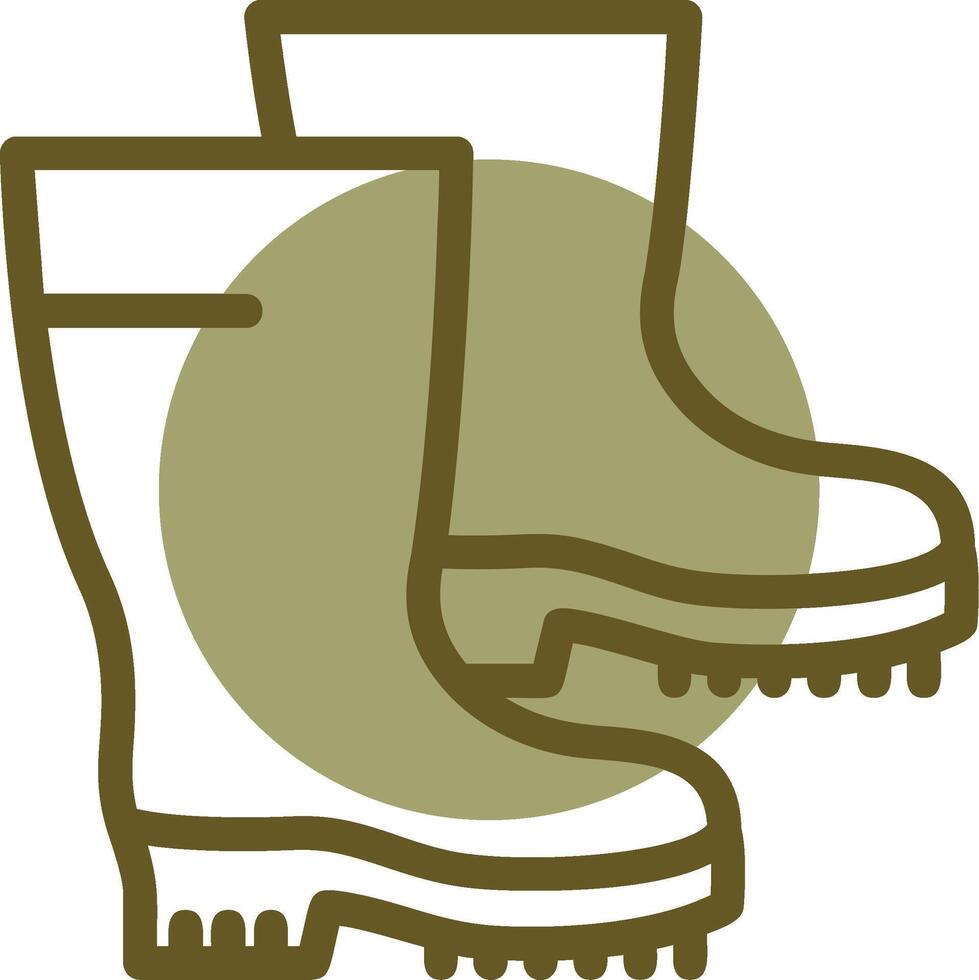 Work Boots Linear Circle Icon vector