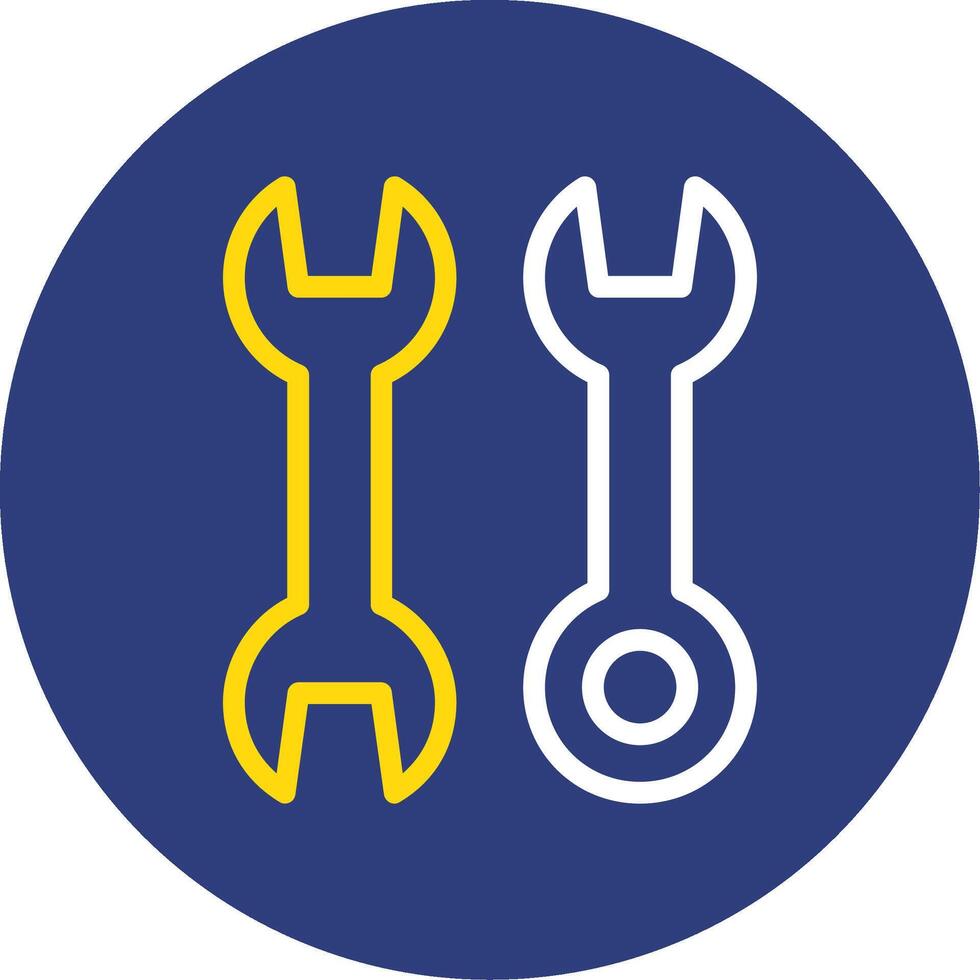 Wrench Dual Line Circle Icon vector