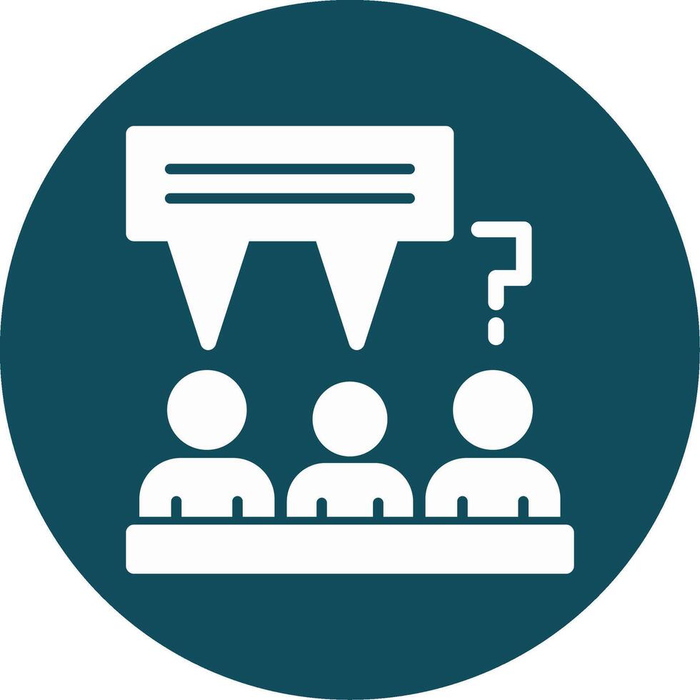 Group of people with speech bubbles for discussions Glyph Circle Icon vector