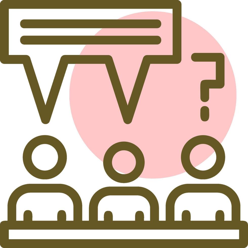 Group of people with speech bubbles for discussions Linear Circle Icon vector
