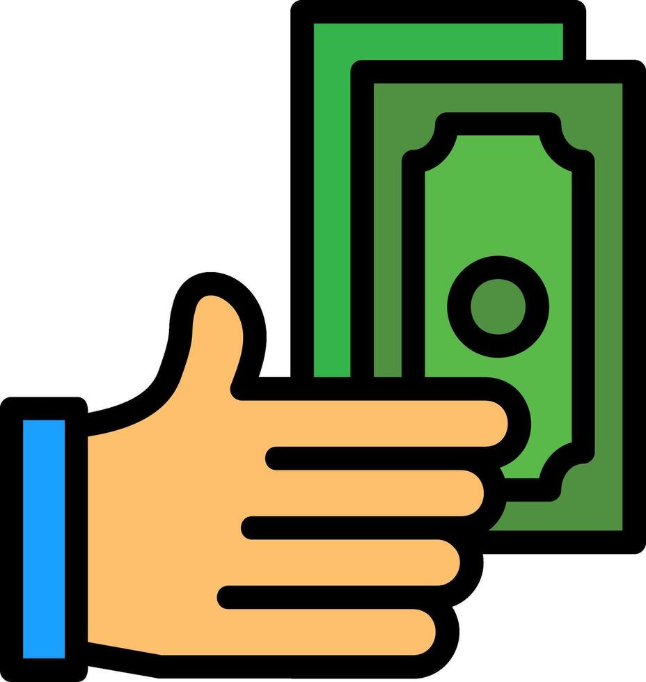 Hand with Money Line Filled Icon vector