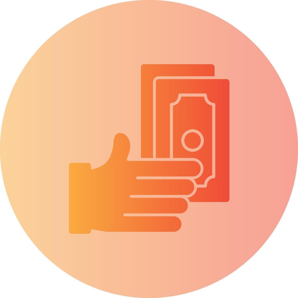 Hand with Money Gradient Circle Icon vector