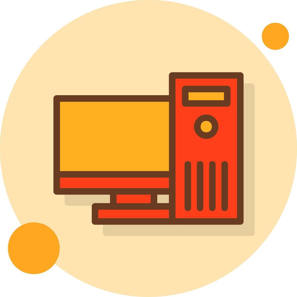 Workstation Filled Shadow Circle Icon vector