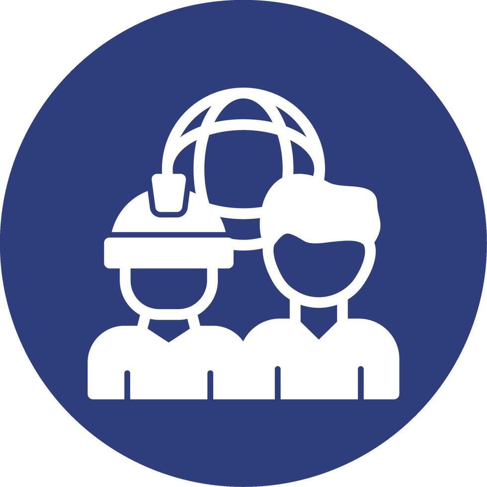 Globe and People Glyph Circle Icon vector