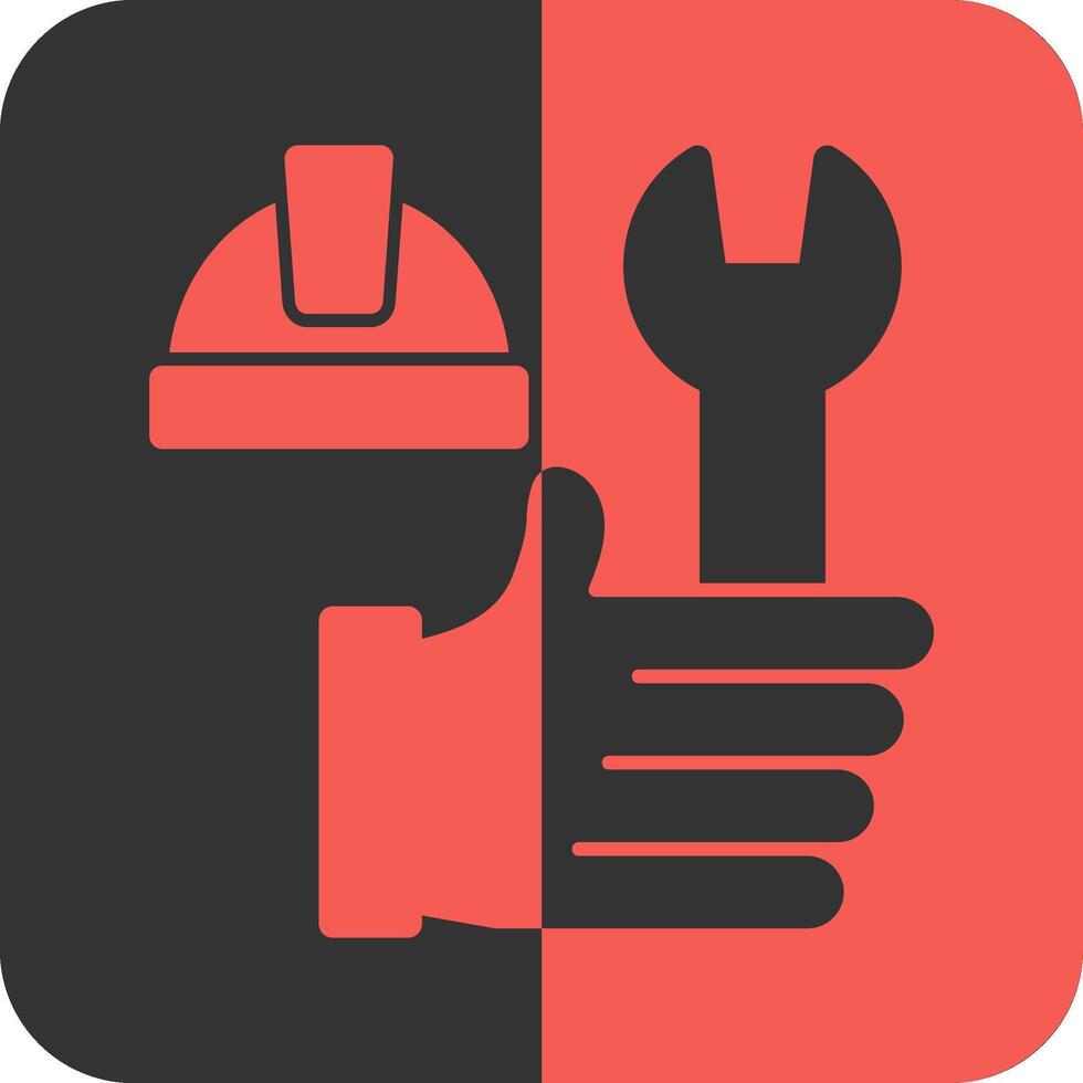 Hand with Tools Red Inverse Icon vector