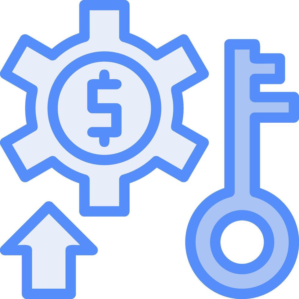 Success Key Line Filled Blue Icon vector