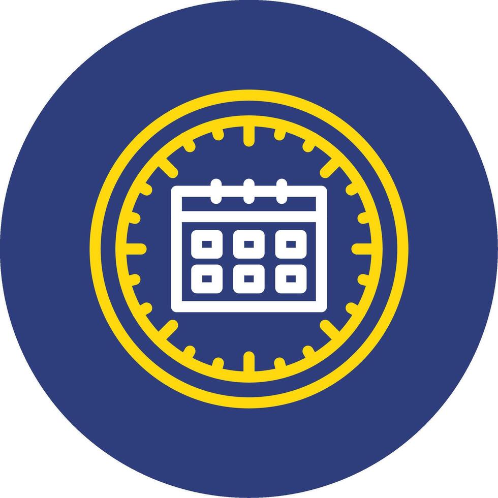 Clock and Calendar Dual Line Circle Icon vector