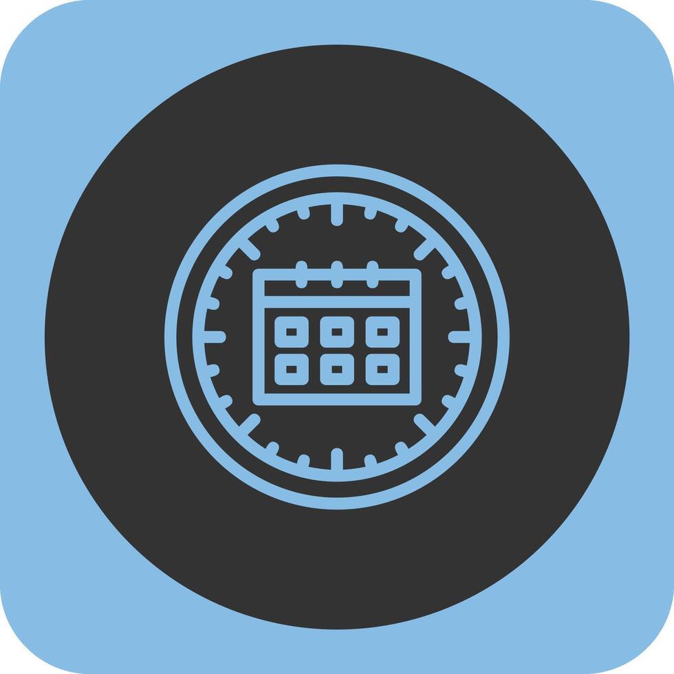 Clock and Calendar Linear Round Icon vector