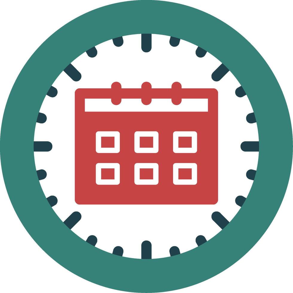 Clock and Calendar Glyph Two Color Icon vector