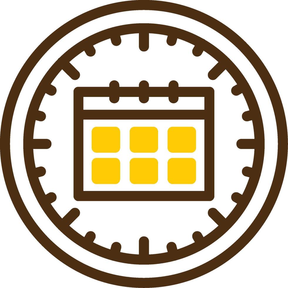 Clock and Calendar Yellow Lieanr Circle Icon vector
