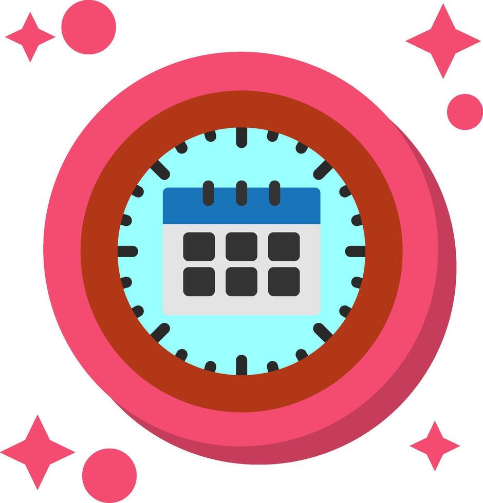 Clock and Calendar Tailed Color Icon vector