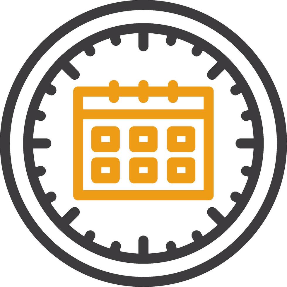 Clock and Calendar Line Circle Icon vector