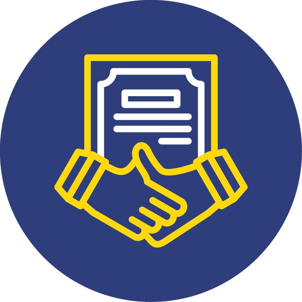 Handshake and Agreement Dual Line Circle Icon vector