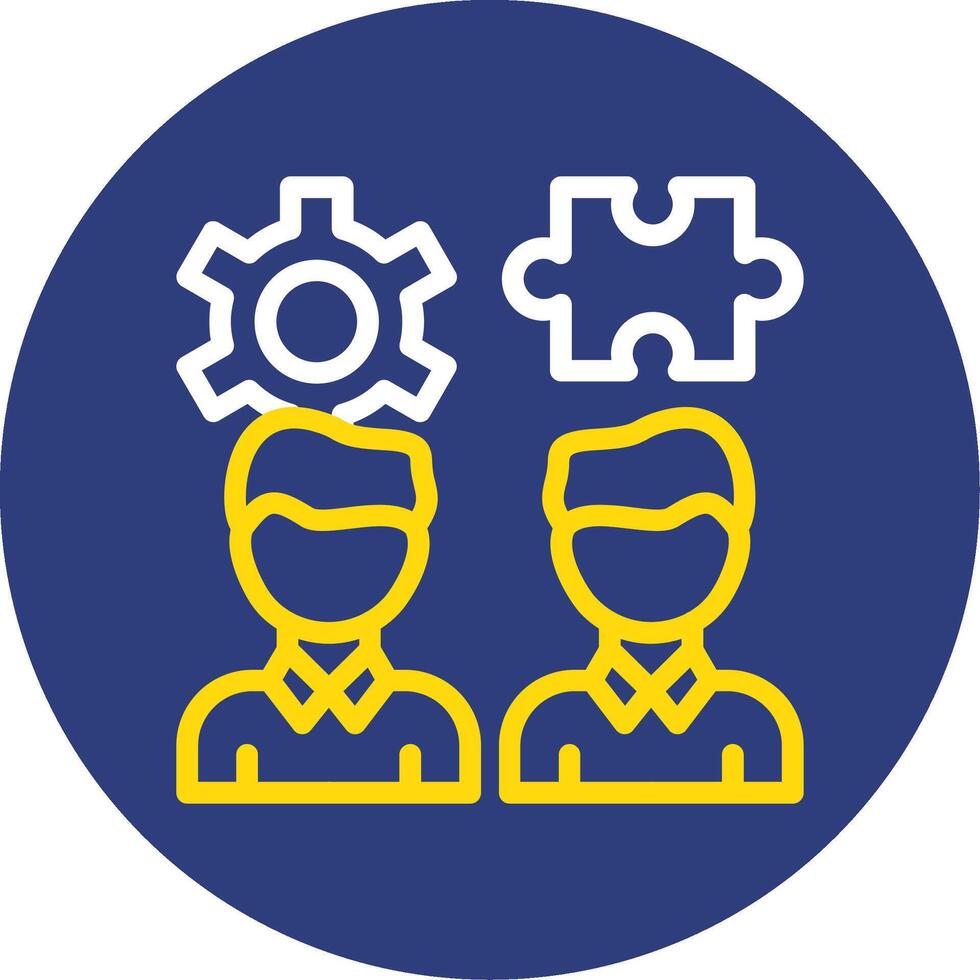 Teamwork Puzzle Dual Line Circle Icon vector
