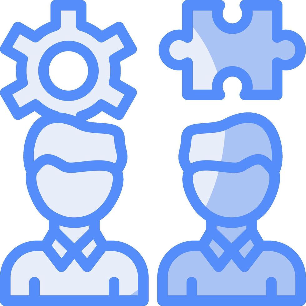 Teamwork Puzzle Line Filled Blue Icon vector